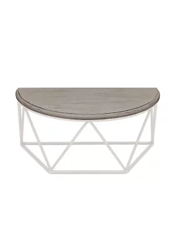 New 😀 Kingston Living 16" White and Gray Demilune Decorative Wall Shelf ⌛