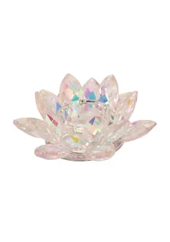 Promo ❤️ Kingston Living 6" Blush Pink Glass Lotus Votive Candle Holder 👏