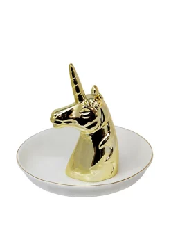 Budget โ Kingston Living 6" White and Gold Unicorn Decorative Trinket Ringholder ๐ฅ