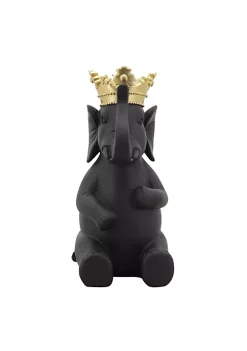 Discount 🔔 Kingston Living 8" Black and Gold Elephant with Crown Figurine 🌟 -Kingston Living Shop Belk 350