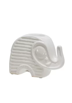 Budget ❤️ Kingston Living 9" White Elephant Ceramic Tea Light Candle Holder 👍