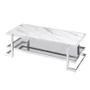 Coupon ❤️ Kingston Living 55" Silver and White Geometric Rectangular Coffee Table 🥰