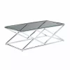 Coupon 🔔 Kingston Living 47.25" Silver and Clear Geometric Diamond Cocktail Table with Glass Top 🎉