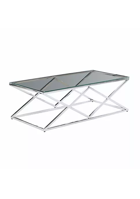Coupon π Kingston Living 47.25" Silver and Clear Geometric Diamond Cocktail Table with Glass Top π 2 Coupon π Kingston Living 47.25" Silver and Clear Geometric Diamond Cocktail Table with Glass Top π - Image 2