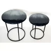 Promo 👏 Kingston Living Set of 2 Ombre Black and Gray Round Side Tables 32" 👍