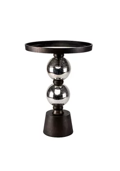 Best Sale 🌟 Kingston Living 22" Silver and Black Orb Side Table with Mirror Top 🤩