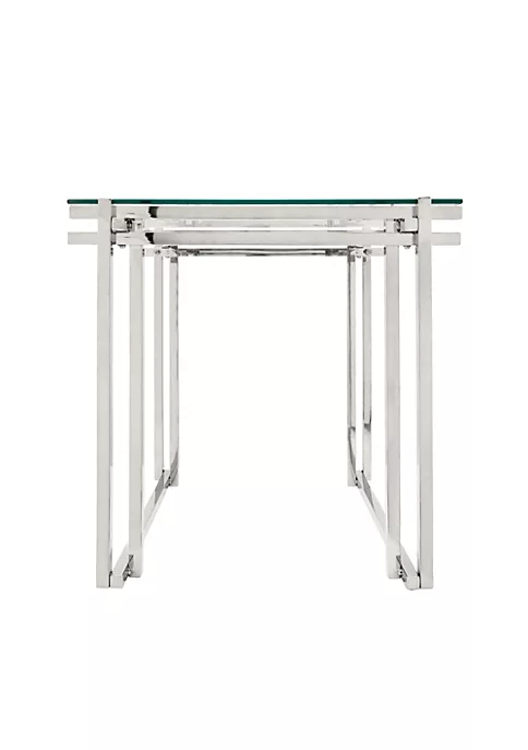 Buy 💯 Kingston Living 23.5" Silver and Clear Square Side Table with Glass Top 👍 3 Buy 💯 Kingston Living 23.5" Silver and Clear Square Side Table with Glass Top 👍 - Image 3