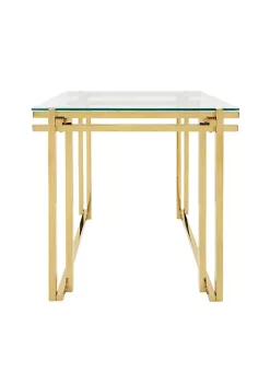 Cheap 👍 Kingston Living 23.5" Gold and Clear Square Side Table with Glass Top ✨ -Kingston Living Shop Belk 396