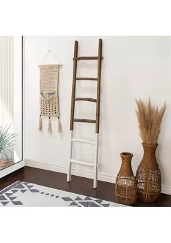 Flash Sale 🧨 Kingston Living 76" Brown and White Distressed Finish Two-Tone Ladder 🥰 -Kingston Living Shop Belk 408