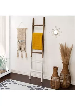 Flash Sale 🧨 Kingston Living 76" Brown and White Distressed Finish Two-Tone Ladder 🥰 -Kingston Living Shop Belk 409