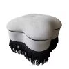Hot Sale ✨ Kingston Living 22" White and Black Clover Stool with Fringe 🧨