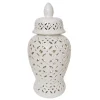Brand new 🤩 Kingston Living 24" White Ceramic Cut Out Daisies Temple Jar 🤩