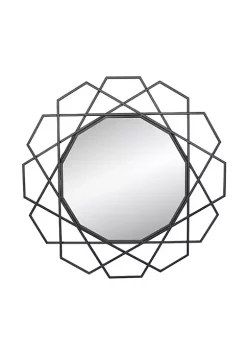 Budget 😍 Kingston Living 36" Black Geometric Round Decorative Wall Mirror ⭐