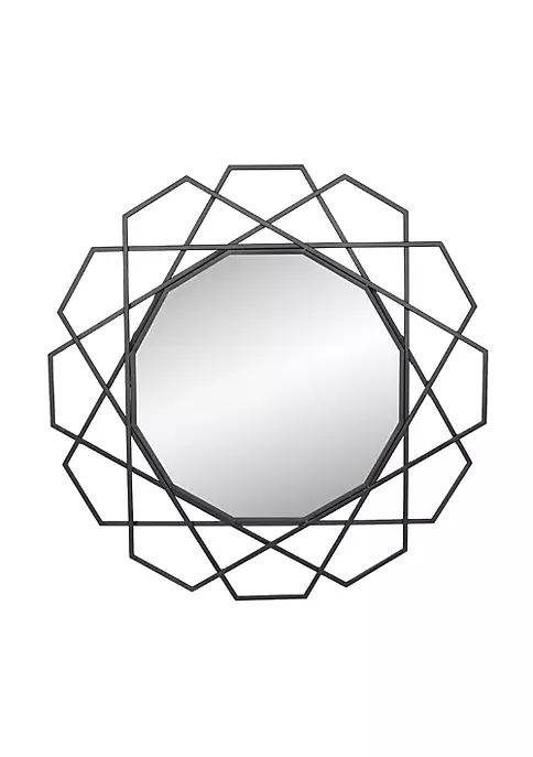 Budget π Kingston Living 36" Black Geometric Round Decorative Wall Mirror β 1 Budget π Kingston Living 36" Black Geometric Round Decorative Wall Mirror β