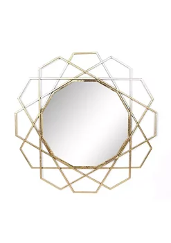 Flash Sale ⌛ Kingston Living 36" Gold Geometric Round Decorative Wall Mirror 👍
