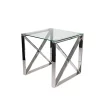 Hot Sale 💯 Kingston Living 21.75" Silver and Clear Square Accent Table with Glass Top ✨