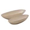 Promo 👏 Kingston Living Set of 2 Ivory Two-Tone Ribbed Oval Bowls 24" 🌟