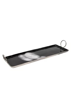 Best Sale 😀 Kingston Living 32" Black and White Rectangular Tray with Round Handles 🎁