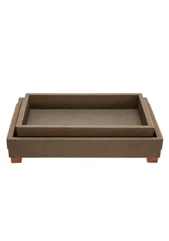 Best reviews of ✨ Kingston Living Set of 2 Green and Brown Rectangular Trays with Legs 18" 😍 -Kingston Living Shop Belk 463