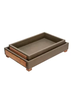 Best reviews of ✨ Kingston Living Set of 2 Green and Brown Rectangular Trays with Legs 18" 😍 -Kingston Living Shop Belk 464