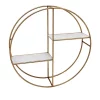 Promo 😍 Kingston Living 23.5" White and Gold Round 2-Tier Decorative Wall Shelf 💯