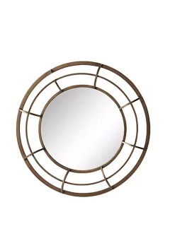 Promo 🧨 Kingston Living 28" Gold Framed Glass Decorative Round Wall Mirror 🛒