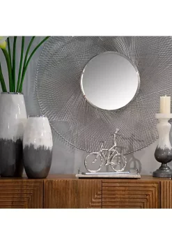 Promo 😉 Kingston Living 18" Gray and Silver Round Tray with Handles 😉 -Kingston Living Shop Belk 517