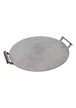 Promo 😉 Kingston Living 18" Gray and Silver Round Tray with Handles 😉 -Kingston Living Shop Belk 518