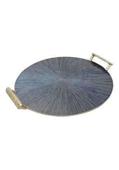 Wholesale 🌟 Kingston Living 18" Blue and Gold Round Tray with Handles 🧨 -Kingston Living Shop Belk 521