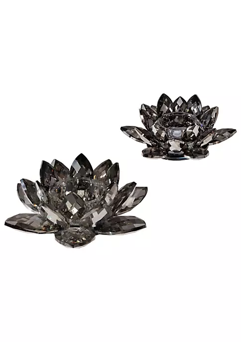 Cheapest βοΈ Kingston Living 8.25" Gray and Black Crystal Lotus Votive Candle Holder π 2 Cheapest βοΈ Kingston Living 8.25" Gray and Black Crystal Lotus Votive Candle Holder π - Image 2