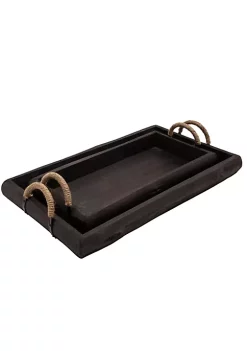 Top 10 😍 Kingston Living Set of 2 Black and Brown Rectangular Trays with Handles 23.5" 🥰