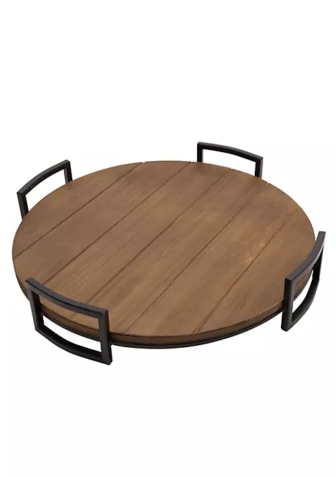 Discount π Kingston Living Set of 2 Brown and Black Round Trays with Handles 17.75" π 2 Discount π Kingston Living Set of 2 Brown and Black Round Trays with Handles 17.75" π - Image 2
