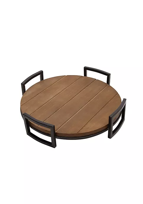 Discount π Kingston Living Set of 2 Brown and Black Round Trays with Handles 17.75" π 3 Discount π Kingston Living Set of 2 Brown and Black Round Trays with Handles 17.75" π - Image 3