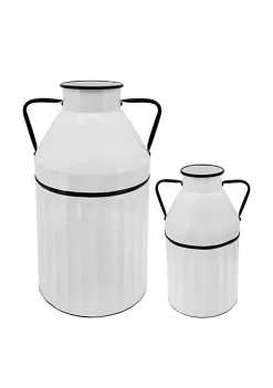 Hot Sale 🤩 Kingston Living 18" White and Black Milk Bucket Shaped Vase 😉 -Kingston Living Shop Belk 616