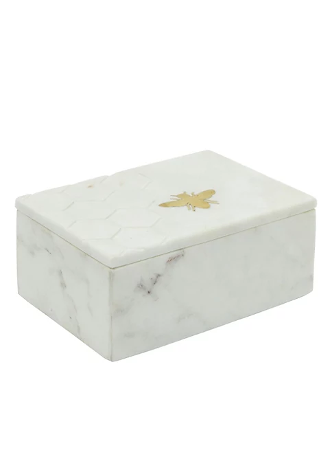 Buy 🌟 Kingston Living 7" White and Gold Engraved Bee Rectangular Marble Decorative Box 🛒 1 Buy 🌟 Kingston Living 7" White and Gold Engraved Bee Rectangular Marble Decorative Box 🛒
