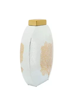 Best reviews of 💯 Kingston Living 16" White and Gold Ceramic Decal Jar with Lid 🎉