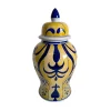 Flash Sale 💯 Kingston Living 14" Yellow and Blue Decorative Temple Jar with Lid ⭐