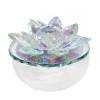 Promo 🔔 Kingston Living 5" Clear and Silver Crystal Lotus Trinket Jar 🎁