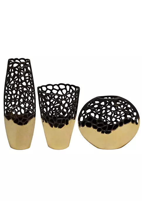 Best deal π Kingston Living 15.25" Black and Gold Cut-Out Two Tone Tabletop Vase π 3 Best deal π Kingston Living 15.25" Black and Gold Cut-Out Two Tone Tabletop Vase π - Image 3