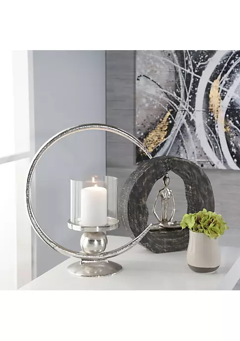 Promo π Kingston Living 17" Silver and Clear Glass Candle Holder with Half Moon Base π 2 Promo π Kingston Living 17" Silver and Clear Glass Candle Holder with Half Moon Base π - Image 2
