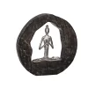 Outlet 🧨 Kingston Living 11" Silver Mango Wood Yoga Lady in Circle Log Decorative Sculpture 🎉