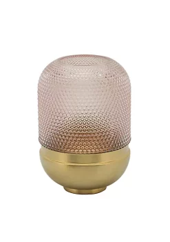 Best Pirce ✔️ Kingston Living 11.25" Pink and Gold Textured Dots Oval Glass Vase 😀