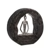 Cheap 🛒 Kingston Living 11" Silver Mango Wood Yoga Lady in Circle Decorative Sculpture 🤩