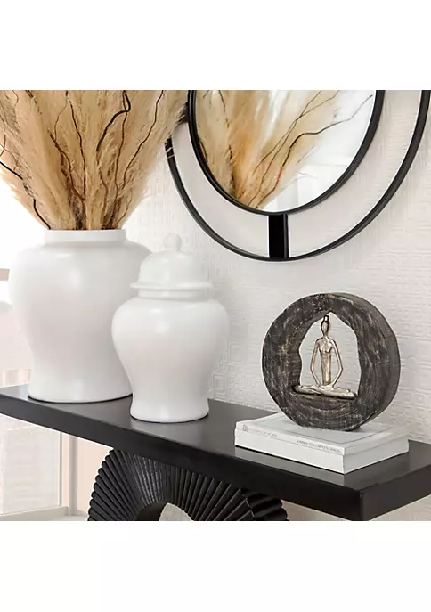 Cheap π Kingston Living 11" Silver Mango Wood Yoga Lady in Circle Decorative Sculpture π€© 3 Cheap π Kingston Living 11" Silver Mango Wood Yoga Lady in Circle Decorative Sculpture π€© - Image 3