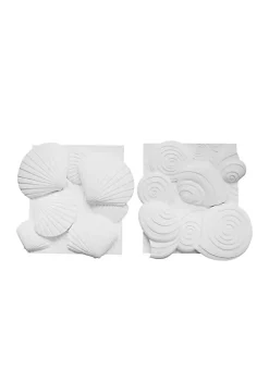 Budget 🤩 Kingston Living Set of 2 White Solid Sea Shell Wall Decor 14" 💯 -Kingston Living Shop Belk 745