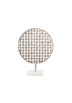 Brand new 💯 Kingston Living 17" Silver Round Mesh Decor on Marble Base 😉