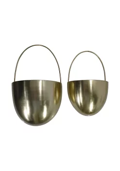 Hot Sale 🛒 Kingston Living Set of 2 Gold Decorative Wall Hanging Planters 18.5" 🥰