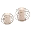 Flash Sale ⌛ Kingston Living Set of 2 Silver Distressed Finish Glass Orb Candle Holders 8" ⌛