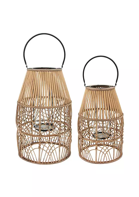 Promo π Kingston Living 17" Brown and Black Wicker Cage Lantern in Natural π 4 Promo π Kingston Living 17" Brown and Black Wicker Cage Lantern in Natural π - Image 4