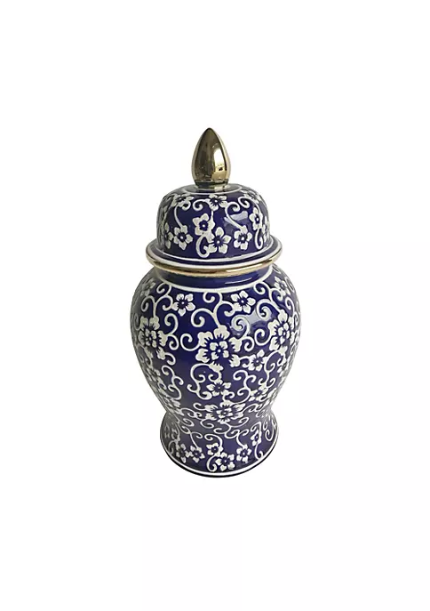 Flash Sale ❤️ Kingston Living 14" Blue and White Ceramic Jasmine Flower Temple Jar 🌟 1 Flash Sale ❤️ Kingston Living 14" Blue and White Ceramic Jasmine Flower Temple Jar 🌟
